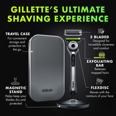 GilletteLabs with Exfoliating Bar Razor (1 Handle + 3 Cartridges + 1 Travel Case)